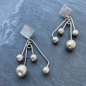 Vintage Taxco Sterling Silver Large Dangly Statement Earrings